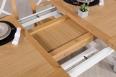 Table de ferme rectangulaire AXEL ralise en Chne massif 160x100 + 2 allonges de 45 cm Finition Chne Naturel et Ivoire