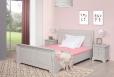 LIT Bateau Jean 140x190, ralis en chne massif de style Louis Philippe Campagnard Finition Chne Bross Gris Perle