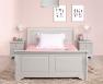 LIT Bateau Jean 140x190, ralis en chne massif de style Louis Philippe Campagnard Finition Chne Bross Gris Perle