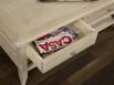 Table Basse Clment ralise en Chne de style Louis Philippe PLATEAU MARQUETE Finition Bross Blanchi