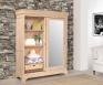 Armoire 2 portes Nathan réalisé en Chêne Massif portes coulissantes avec miroir, de style Louis Philippe