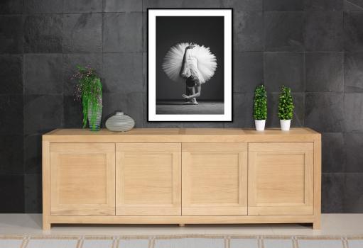 Buffet 4 portes Loann ralis en chne de Ligne Contemporaine Finition Chne Bross Naturel