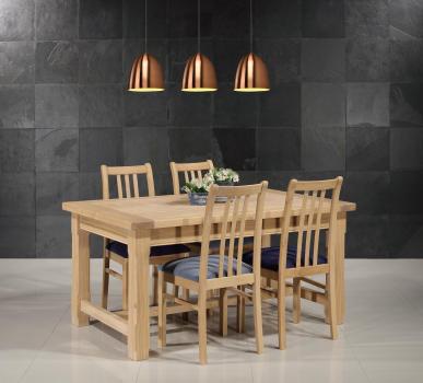 Table de ferme rectangulaire AXEL ralise en Chne massif 160x100 + 2 allonges de 45 cm Finition Chne Bross SEULEMENT 1 DISPONIBLE