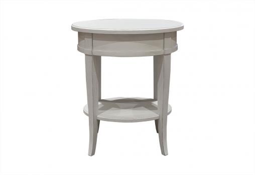 Guridon oval Ludovic ralis en Chne Massif de style Directoire Finition Chne Bross Ivoire