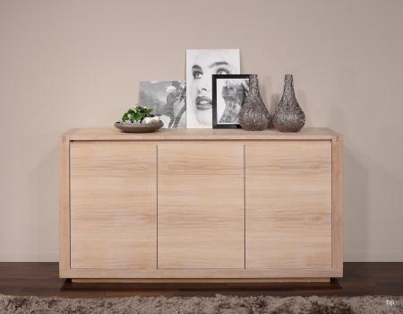 Buffet 3 portes Mathis ralis en Chne de style Contemporain Finition Chne Bross Blanchi