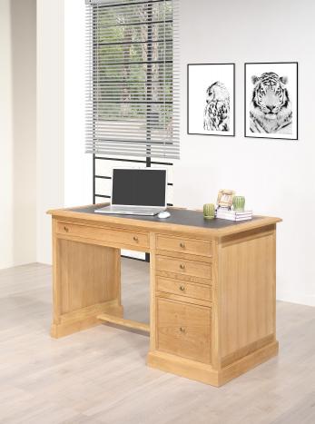 Bureau 5 tiroirs Victor ralis en Chne de style Louis Philippe Finition Chne Bross Naturel Patin