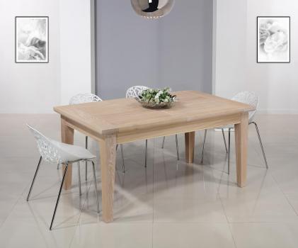 Table Rectangulaire Loïc réalisée en Chêne Massif 160*100 + 2 allonges de 40 cm Finition chêne brossé