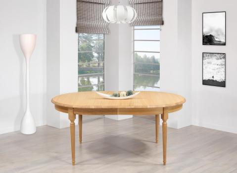 Table ovale 180x120 r�alis�e en Ch�ne Massif de style Louis XVI 2 allonges de 39 cm Ouverture du plateau synchronis�e  SEULEMENT 1 DISPONIBLE