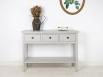 Console 3 tiroirs Evan ralise en chne de style Contemporain Finition Chne Bross Gris Perle SEULEMENT 1 DISPONIBLE