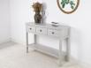 Console 3 tiroirs Evan ralise en chne de style Contemporain Finition Chne Bross Gris Perle SEULEMENT 1 DISPONIBLE