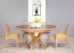 Table ronde Contemporaine Romain, diamtre 120 cm ralise en chne avec un pieds central et 1 allonge portefeuille de 50 cm Cramique IRONGREY 