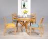 Table ronde Contemporaine Romain, diamtre 120 cm ralise en chne avec un pieds central et 1 allonge portefeuille de 50 cm Cramique IRONGREY 