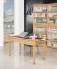 Bureau 3 tiroirs Simon ralis en Chne de style Directoire Surface d'criture recouverte d'une moleskine noir, sabots laiton aux 4 pieds