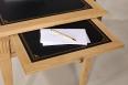 Bureau 3 tiroirs Simon ralis en Chne de style Directoire Surface d'criture recouverte d'une moleskine noir, sabots laiton aux 4 pieds