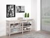 Console drapier 3 tiroirs ralis en chne de style Directoire Finition chne bross gris perle
