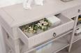 Console drapier 3 tiroirs ralis en chne de style Directoire Finition chne bross gris perle