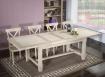 Table de ferme rectangulaire Axel ralise en Chne massif 180x100 + 2 allonges de 45 cm Finition Chne Bross Blanchi