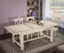 Table de ferme rectangulaire Axel ralise en Chne massif 180x100 + 2 allonges de 45 cm Finition Chne Bross Blanchi