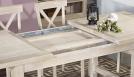 Table de ferme rectangulaire Axel ralise en Chne massif 180x100 + 2 allonges de 45 cm Finition Chne Bross Blanchi