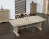 Table rectangulaire Monastre realise en chne 220*110 + 2 allonges de 45 cm Finition Bross Blanchi
