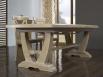 Table rectangulaire Monastre realise en chne 220*110 + 2 allonges de 45 cm Finition Bross Blanchi