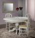Table ovale pied central Romain ralise en Chne Massif de style Louis Philippe 150x110  Finition Chne Bross Gris Perle