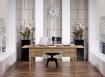 Bureau Ministre 5 tiroirs Jean-Christian, ralis en Chne de style Directoire Finition Chne Bross Naturel Moleskine camel