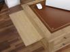 Bureau Ministre 5 tiroirs Jean-Christian, ralis en Chne de style Directoire Finition Chne Bross Naturel Moleskine camel