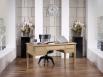 Bureau Ministre 5 tiroirs Jean-Christian, ralis en Chne de style Directoire Finition Chne Bross Naturel Moleskine camel