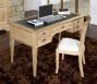 Bureau Ministre 5 tiroirs Jean-Christian, ralis en Chne de style Directoire Finition Chne Bross Naturel Surface d'criture en moleskine verte 
