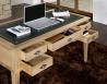 Bureau Ministre 5 tiroirs Jean-Christian, ralis en Chne de style Directoire Finition Chne Bross Naturel Surface d'criture en moleskine verte 
