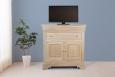 Meuble Tv La ralis en Chne Massif de style Louis Philippe Plateau Pivotant Finition Chne Bross
