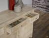 Buffet 3 portes 4 tiroirs ralis en Chne Massif de style Campagnard Finition Chne Bross Blanchi