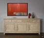 Buffet 3 portes 4 tiroirs ralis en Chne Massif de style Campagnard Finition Chne Bross Blanchi