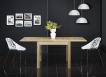 Table de repas 90x90 ralise en Chne massif de style Contemporain, plateau ouvert 180x90