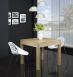 Table de repas 90x90 ralise en Chne massif de style Contemporain, plateau ouvert 180x90