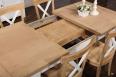 Table de ferme rectangulaire AXEL ralise en Chne massif 160x100 + 2 allonges de 45 cm Finition chne Bross et Ivoire Patin