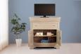 Meuble Tv La ralis en Chne Massif de style Louis Philippe Plateau Pivotant Finition Chne Bross