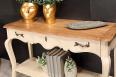 Console Sacha ralise en Chne de style Louis XV  Finition Chne naturel et Bross Lin Patin SEULEMENT 1 DISPONIBLE