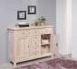 Petit buffet 2 portes 7 tiroirs Maxime ralis en Chne Massif de style Campagnard Finition Chne Naturel Bross Blanchi