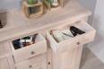 Petit buffet 2 portes 7 tiroirs Maxime ralis en Chne Massif de style Campagnard Finition Chne Naturel Bross Blanchi