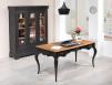 Bureau Ministre ralis en Chne de Style Louis XV Finition Chne bross Noir Patin et Plateau Chne Dor patin