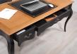 Bureau Ministre ralis en Chne de Style Louis XV Finition Chne bross Noir Patin et Plateau Chne Dor patin