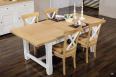 Table de ferme rectangulaire AXEL ralise en Chne massif 160x100 + 2 allonges de 45 cm Finition chne Bross et Ivoire Patin