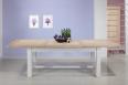 Table de ferme rectangulaire AXEL ralise en Chne massif 140x90 + 2 allonges de 40 cm Plateau et Allonges : Chne Bross Blanchi Pieds et ceinture Ivoire