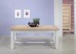 Table de ferme rectangulaire AXEL ralise en Chne massif 140x90 + 2 allonges de 40 cm Plateau et Allonges : Chne Bross Blanchi Pieds et ceinture Ivoire