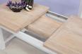 Table de ferme rectangulaire AXEL ralise en Chne massif 140x90 + 2 allonges de 40 cm Plateau et Allonges : Chne Bross Blanchi Pieds et ceinture Ivoire