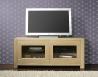 Meuble TV 2 portes Vitres Loann ralis en chne massif de style Contemporain Finition Chne Bross Naturel