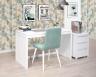 Bureau Contemporain en chne accompagn de son caisson de 3 tiroirs sur roulettes