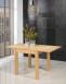 Table de repas 75x75 ralise en Chne massif de style Contemporain, plateau ouvert 150x75